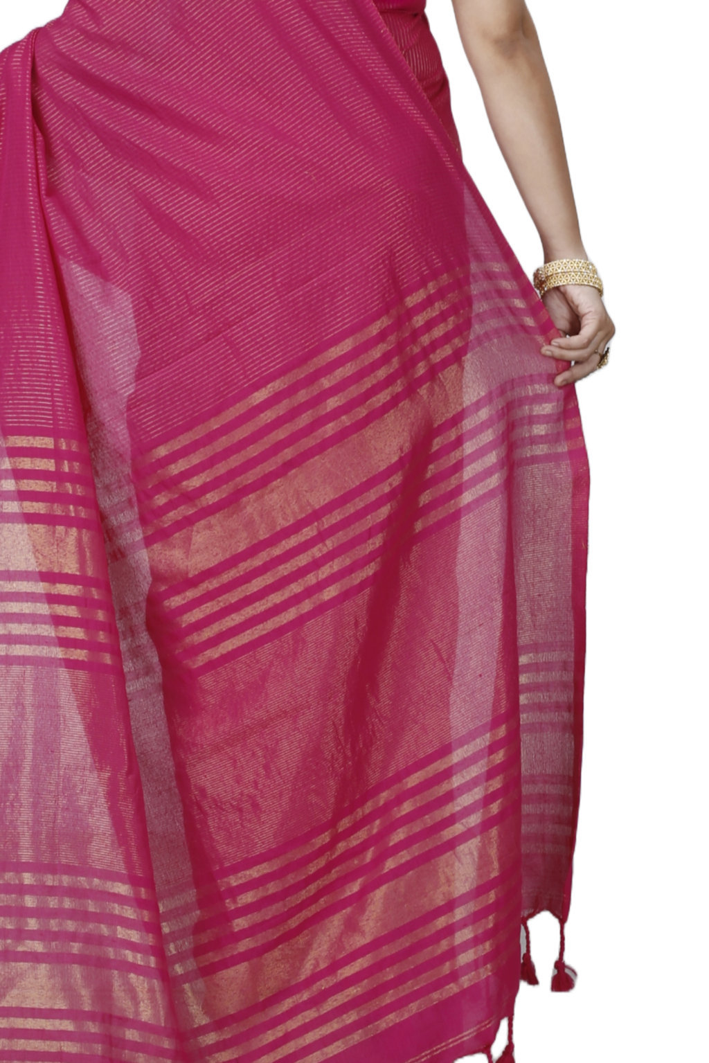 Pink Blended Cotton Tama Hand Loom Saree (1203)